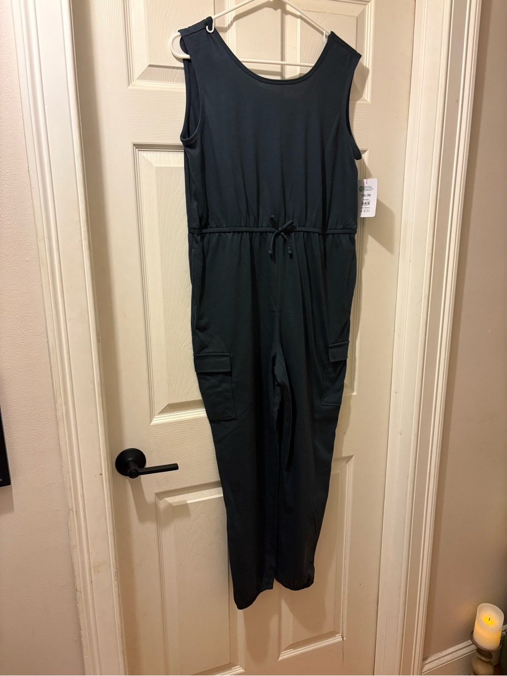 Kids Sleeveless Drawstring Cargo Jumpsuit - dark grey